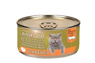 Влажный корм для кошек ANIFOOD HOLISTIC, индейка, ломтики в желе (набор 6 шт) - фотография № 2