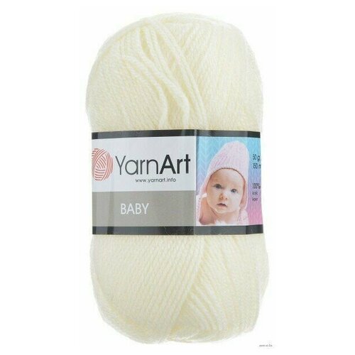 Пряжа для вязания YarnArt Baby (ЯрнАрт Беби) - 1 моток 502 молочный, гипоаллергенная для детских изделий, 100% акрил, 150м/50г