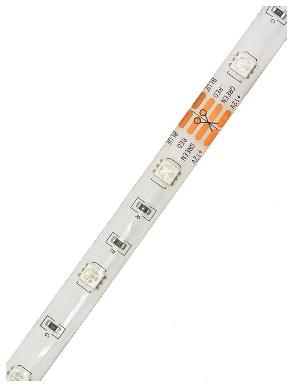 Светодиодная лента SMD 5050, 30 LED, 12 В, 7.2 Вт, 10-12 лм, IP65, RGB, 5 м. - фотография № 2