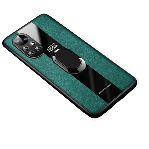 Чехол задняя панель MyPads из силикона с дизайном под кожу со стеклянной вставкой для Huawei Nova 8 (ANG-LX1) зеленая