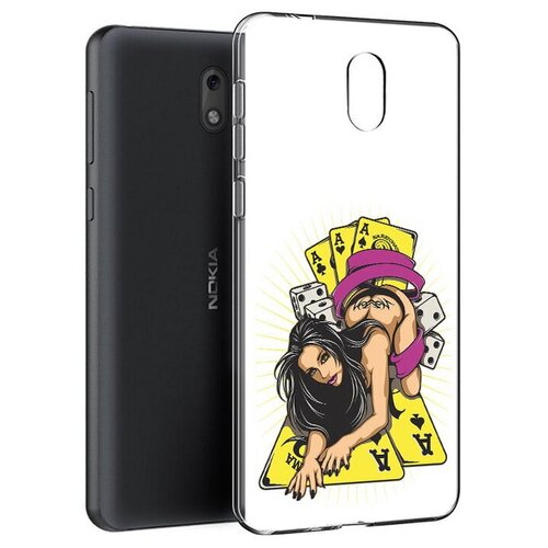 Чехол задняя-панель-накладка-бампер MyPads нарисованная девушка с игровыми картами для Nokia 3 противоударный