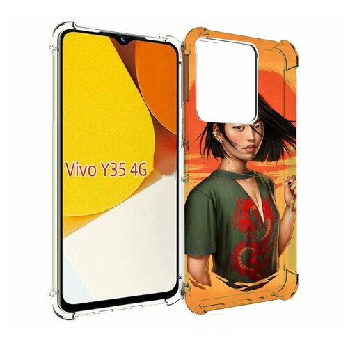 Чехол MyPads девушка-в-оранжевом-фоне женский для Vivo Y35 4G 2022 / Vivo Y22 задняя-панель-накладка-бампер