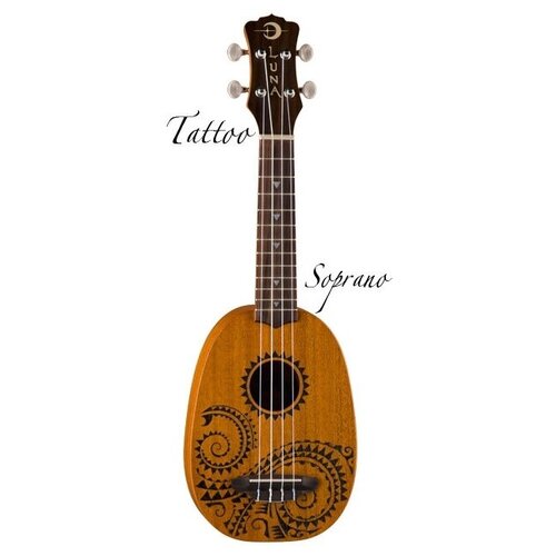 Luna UKE TATTOO- укулеле, сопрано, чехол, лазерная гравировка кельтский узор