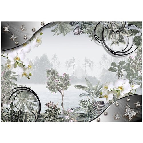 Река в тумане - Виниловые фотообои, (211х150 см) эхеверия в розах виниловые фотообои 211х150 см