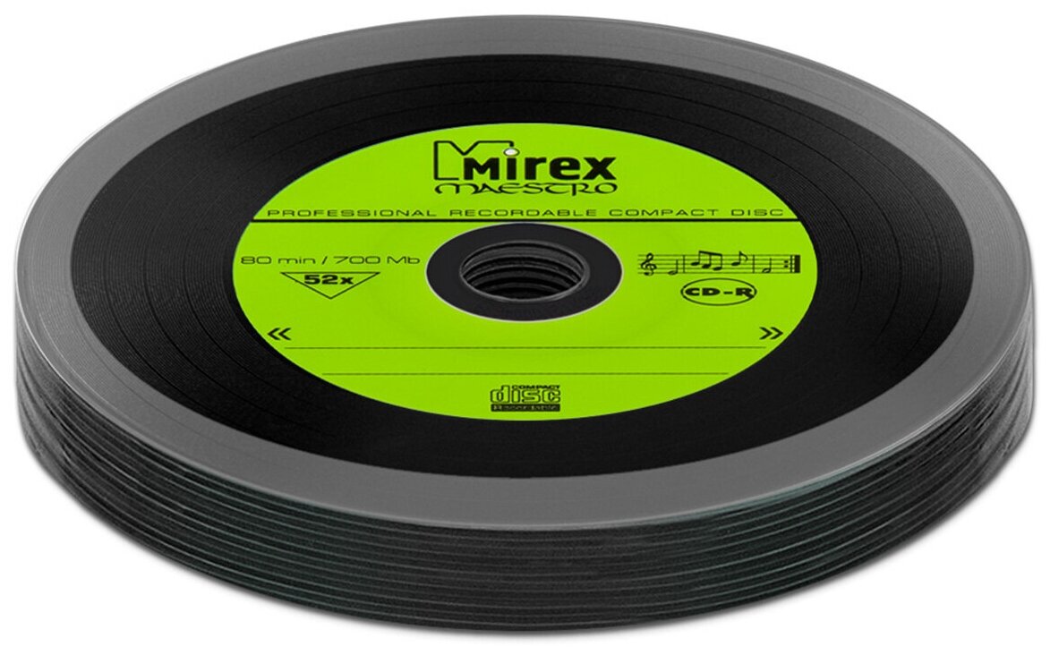 Диск Mirex CD-R 700Mb 52X MAESTRO Vinyl (виниловая пластинка) зеленый