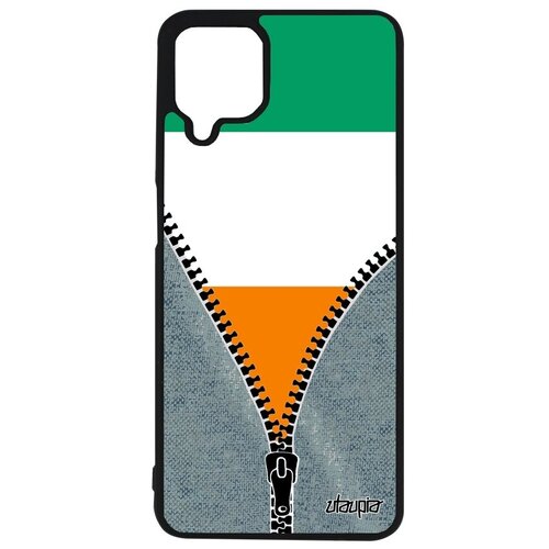 фото Модный чехол на мобильный // galaxy a12 // "флаг кот-д'ивуар на молнии" государственный дизайн, utaupia, серый