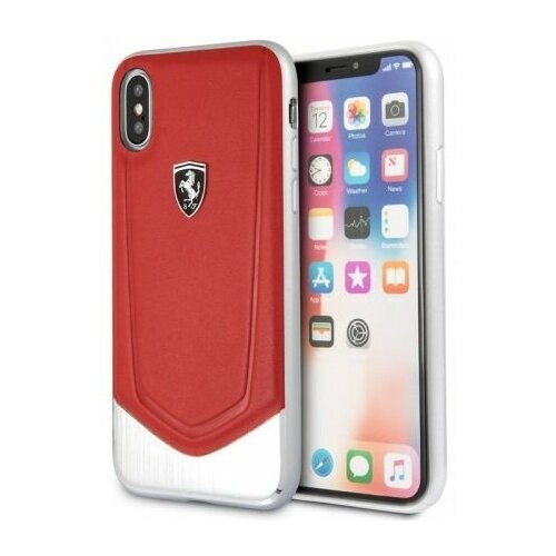 фото Чехол cg mobile ferrari heritage v hard leather/aluminium stripe для iphone x/xs, цвет красный (fehtohcpxre)