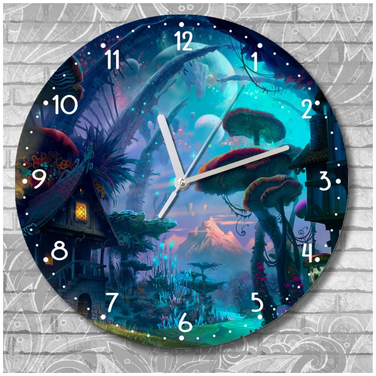 Настенные часы УФ фэнтези пейзаж волшебный лес - 3141