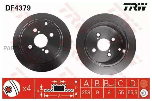 Тормозной диск TRW / арт. DF4379 - (1 шт)