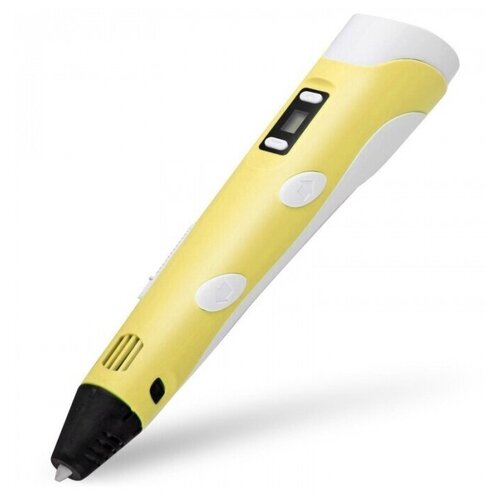 3D ручка второго поколения с набором пластика PLA (3 цвета, 9 метров) / Ручка 3D Pen-2 для детей, с дисплеем, желтый