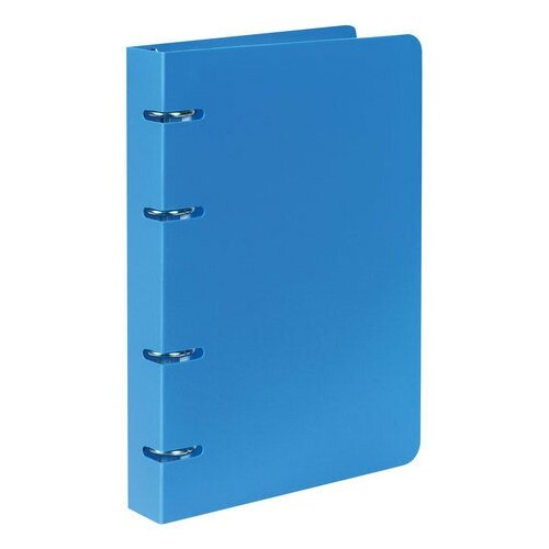 фото Тетрадь на кольцах а5 (160х215 мм), 80 л., пластиковая обложка, клетка, brauberg, "голубой", 403251