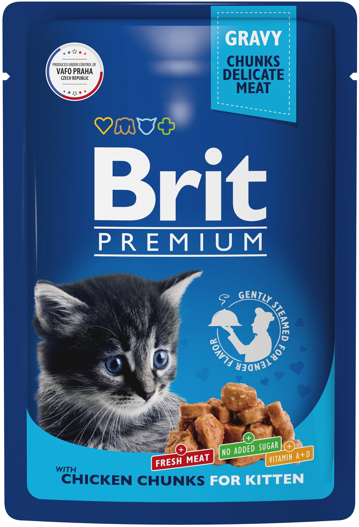 BRIT PREMIUM, влажный корм для кошек. Пауч для котят, Цыпленок в соусе, 85г - фотография № 1