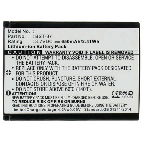 Аккумулятор iBatt iB-U2-M356 650mAh для Sony Ericsson W810i, W810, Z710i, K510i, W800i, W700i, Z550i, W550i, K610i, K310i, W710i, аккумулятор для sony ericsson bst 37