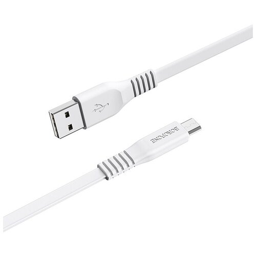 Кабель USB BOROFONE BX23 Wide, USB - MicroUSB, 2.4А, 1 м, белый usb кабель microusb borofone bx23 wide power белый