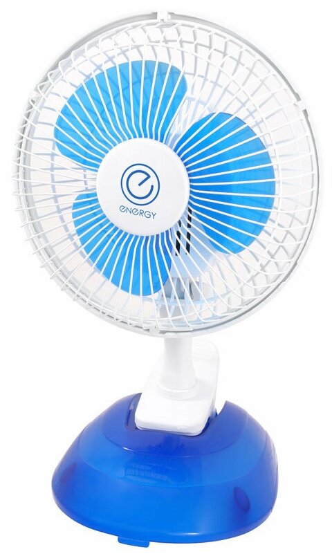 Вентилятор EN-0601 настольный на прищепке 15 см 15 Вт, цвет Синий с белым