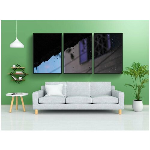 фото Набор модулных постеров для интерьера "уронить, дом, дождь" 60x90 см. в тубусе, без рамки lotsprints