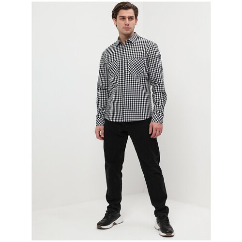 фото Рубашка мужская длинный рукав greg 135/111/054/zn/1p, прилегающий силуэт / super slim fit, цвет черный, рост 174-184, размер ворота 41