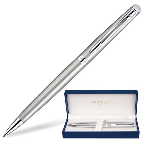 waterman hemisphere stainless steel ct шариковая ручка m Ручка подарочная шариковая WATERMAN Hemisphere Stainless Steel CT, серебристый корпус, палладиевое покрытие, синяя, S0920470