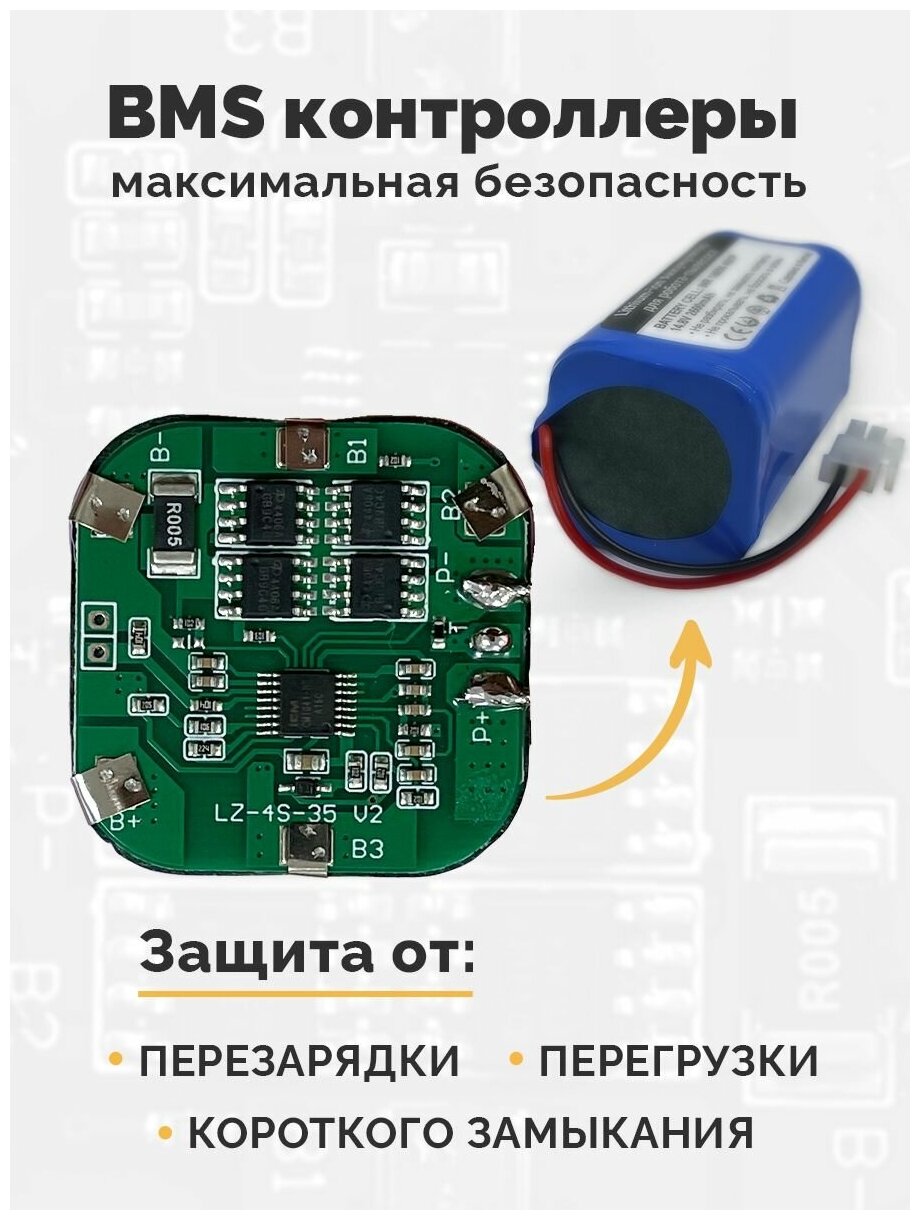 Аккумулятор для робота-пылесоса Redmond RV-R670s 14.8V 2600mAh Li-ion. PN: NR18650 M26-4S1P - фотография № 7