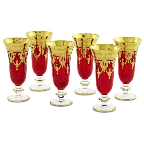фото Набор из 6-ти бокалов для шампанского dinastia rosso (красный) набор 6 бокалов same decorazione