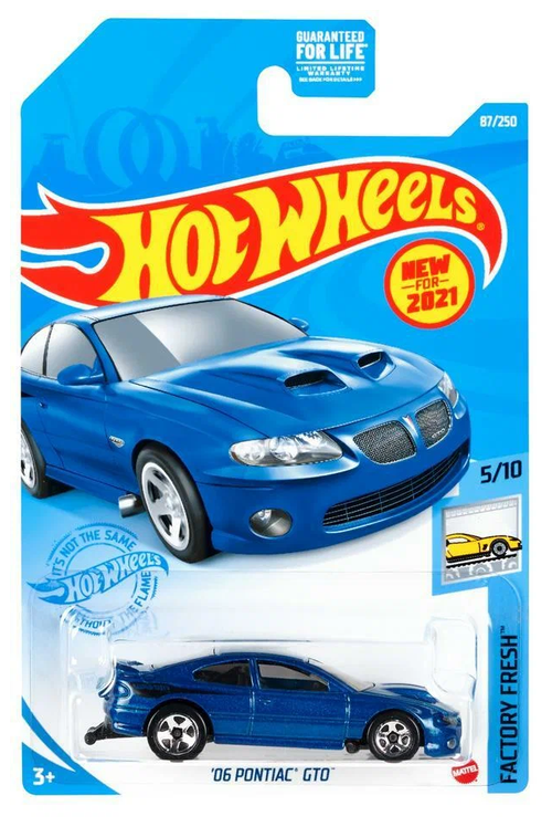 Машинка Hot Wheels Factory Fresh 06 Pontiac GTO, GTB72 1:64, 7.5 см, Metalflake Impulse Blue