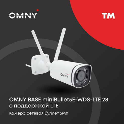 IP камера 5Мп 2К (2592X1944) OMNY miniBullet5E-WDS-LTE 2.8, поддержка SIM, с встроенным микрофоном. Поддержка облачного сервиса OMNYVIDEO. Приложение для Android/IOS. Система видеонаблюдения для улицы/дома