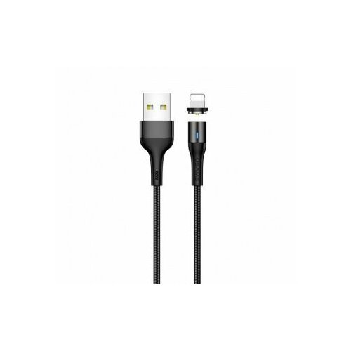 магнитный кабель usams micro magnetic u29 1m black Кабель магнитный Lightning USAMS SJ333 U29 (2.1А/1m/текстиль) черный