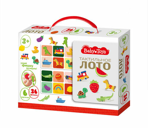 Настольная игра Baby Toys "Тактильное Лото", дерево, от 3 лет, 6 карточек, 36 фишек