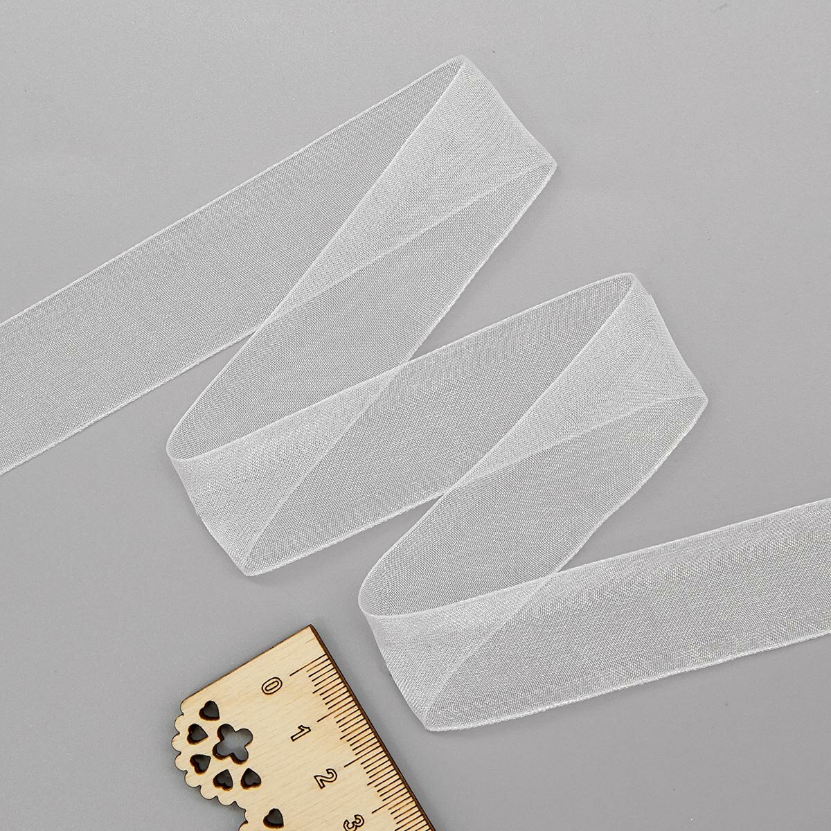 Лента капроновая декоративная Айрис, ширина 2,5 см, длина 22,86 м (белый) — фото 1