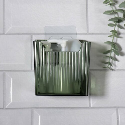 Органайзер для хранения GREEN навесной 1 секция с клеевой основой 115 8 11 см цвет полупрозрачныйзелёный 424₽