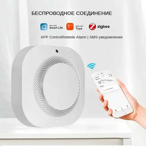 Умный детектор дыма с датчиком Tuya ZigBee с сигнализацией 80 дБ, умный дом, пожарный дым cpvan tuya wifi детектор дыма умный дом охранное оборудование smarthome пожарный датчик пожарной сигнализации 85 дб звук