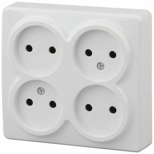 ЭРА 11-2210-01 Эксперт белый розетка 4-ая без заземления со шторками открытой установки Б0020706 100 шт 55400₽