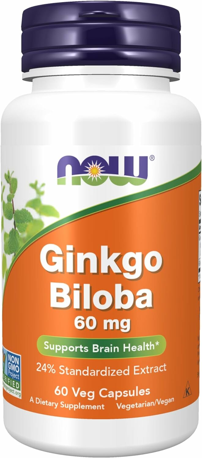 NOW Ginkgo Biloba 60 mg 60 veg capsules (Гинкго Билоба)