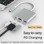 Переходник/Адаптер 3 в 1 USB Type C на 4K HDMI - USB 3.0 - Type-С