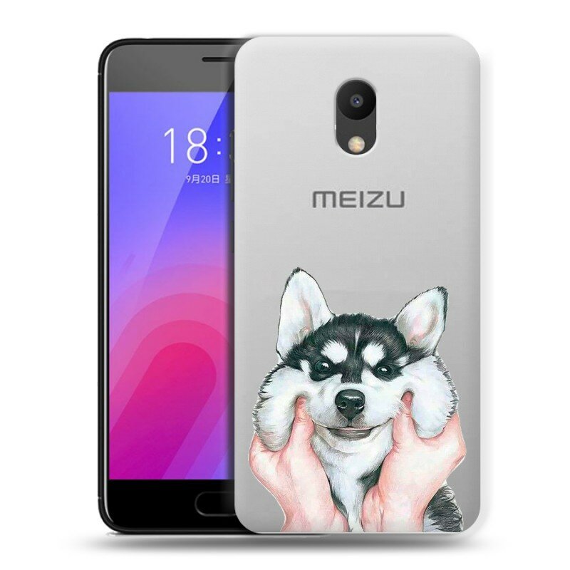 Полупрозрачный дизайнерский силиконовый чехол для Мейзу М6 / Meizu M6 Хаски