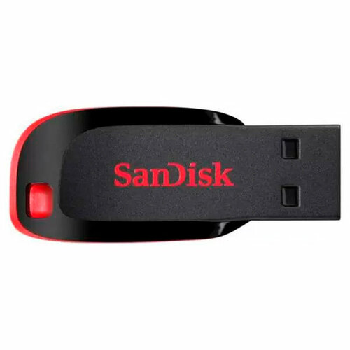 Флеш-накопитель SanDisk Cruzer Blade, 128 Гб черный, красный