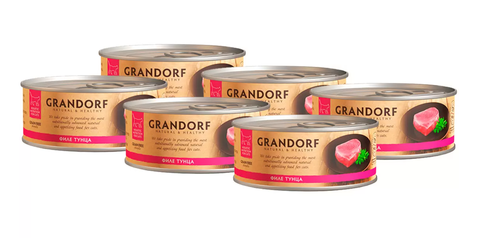 Grandorf Adult Grain Free Влажный беззерновой корм для кошек филе Тунца 6шт*70г