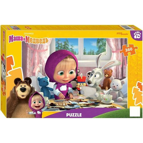 Детский пазл Маша и Медведь, игра-головоломка паззл для детей, Step Puzzle, 360 деталей мозаики