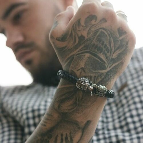 Плетеный браслет TOTEMICA, металл, черный