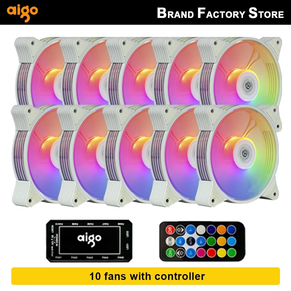 Aigo AR12 белый корпус вентелятор 120 мм, AR12 10in1 white, A-RGB, Белый