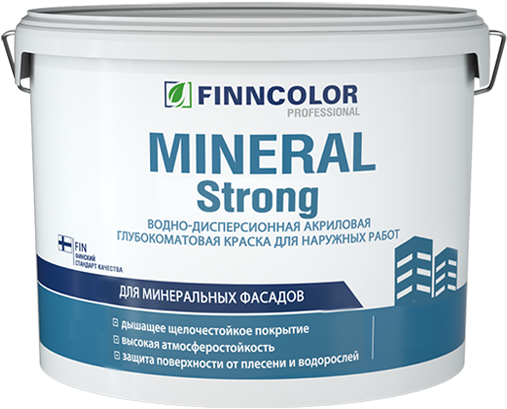 Краска Фасадная Finncolor Mineral Strong 9л Белая  Глубокоматовая  Водно дисперсионная   Финнколор Минерал Стронг 