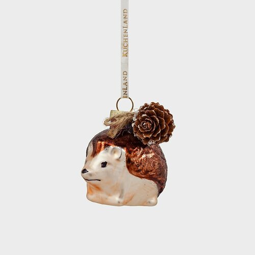 Игрушка елочная, 6 см, стекло, Еж с шишкой, Figure christmas коричневый