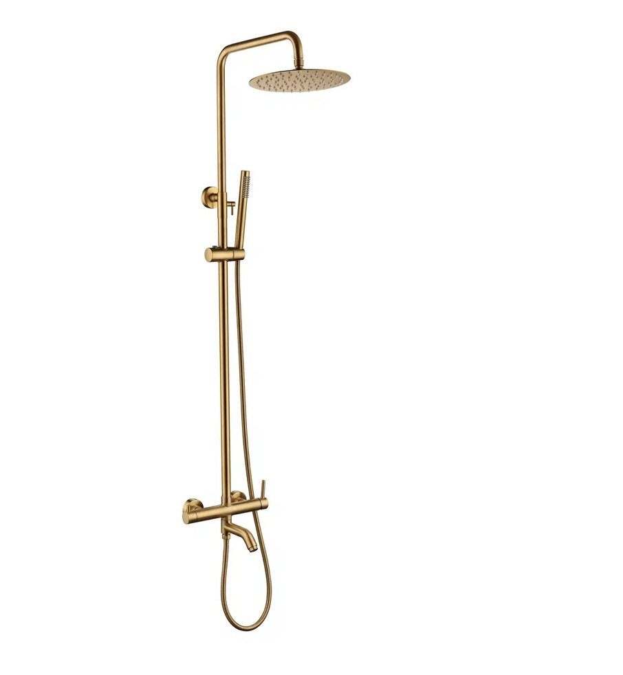 Душевая система со смесителем и тропическим душем Grocenberg SHOWER GB7099GL золото брашированное