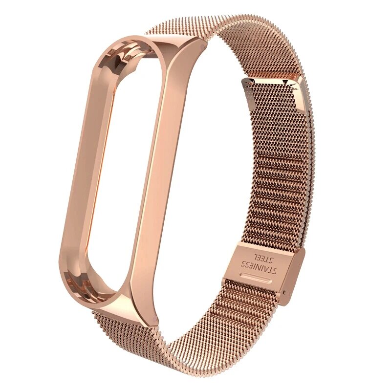 Металлический браслет для Xiaomi Mi Band 7 3 4 5 6, Rose Gold, For Mi Band 7