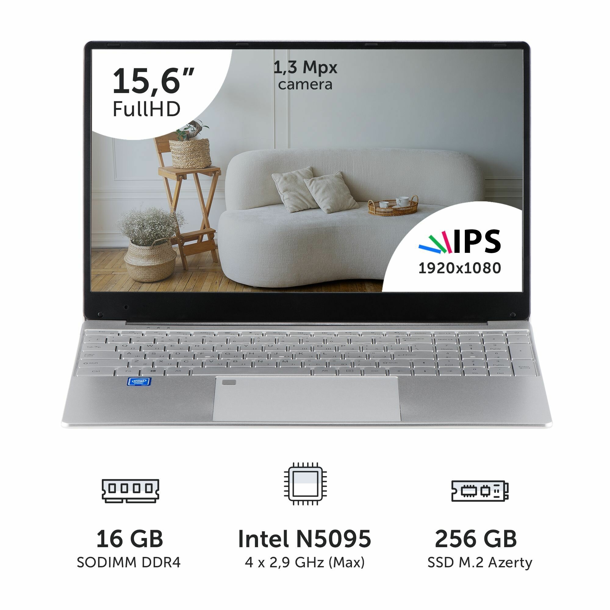 Ноутбук Azerty AZ-1509 (15.6" IPS 1920x1080, Intel N5095 4x2.0GHz, 16Gb DDR4, 256Gb SSD)