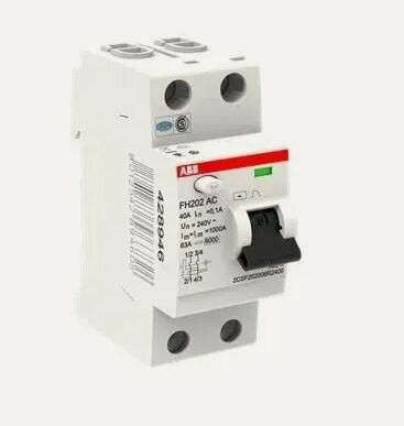 Изображение товара Устройство защитного отключения (УЗО) ABB FH202 AC-40A/100mA 2CSF202006R2400