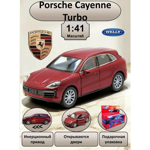 фото Welly машинка металлическая коллекционная масштабная модель 1:38 porsche cayenne turbo красный