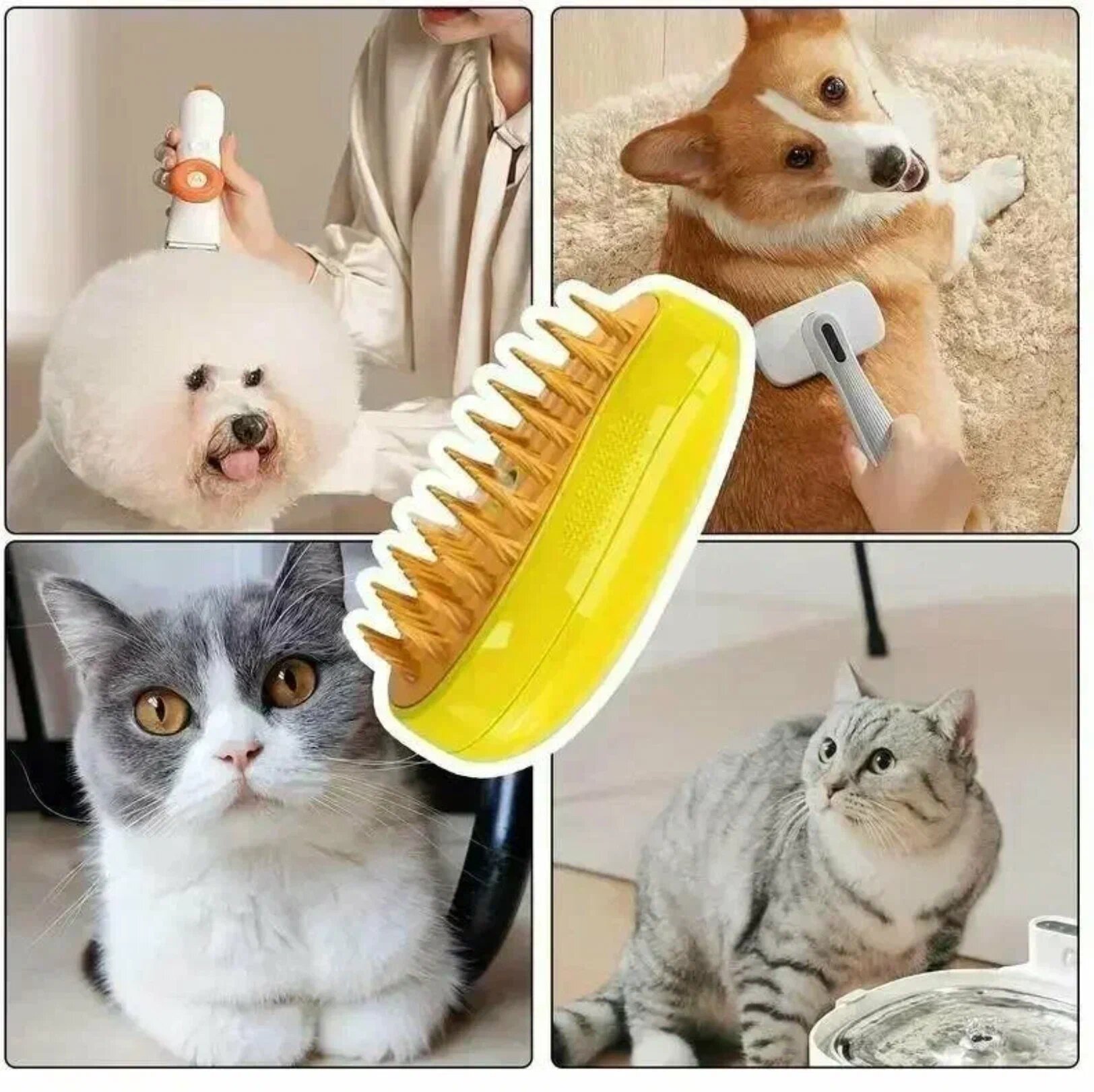 Изображение Щетка паровая для кошек и собак, силиконовая, для массажа, мытья и вычесывания