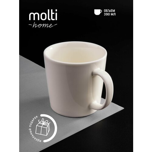 Кружка для чая и кофе molti фарфоровая 390 мл подарочная белая 1557₽