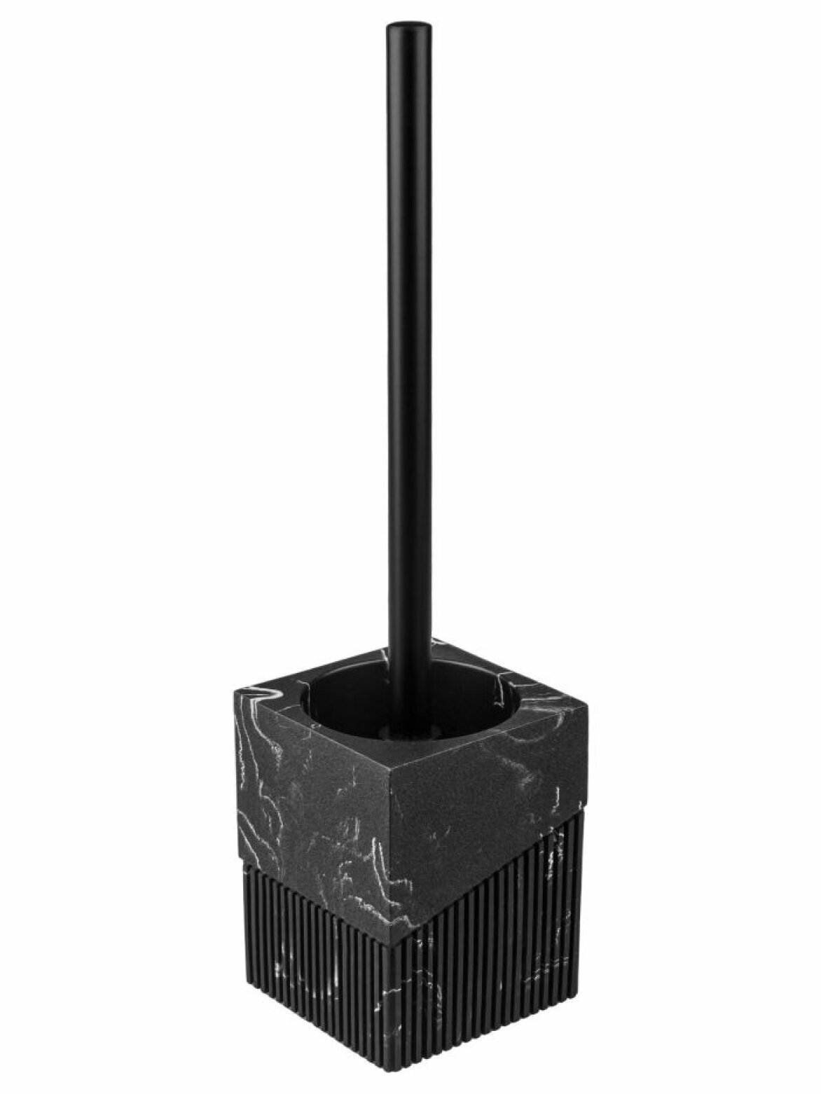 Ершик для унитаза напольный с подставкой PERFECTO LINEA Element Marble черный (35-618604)